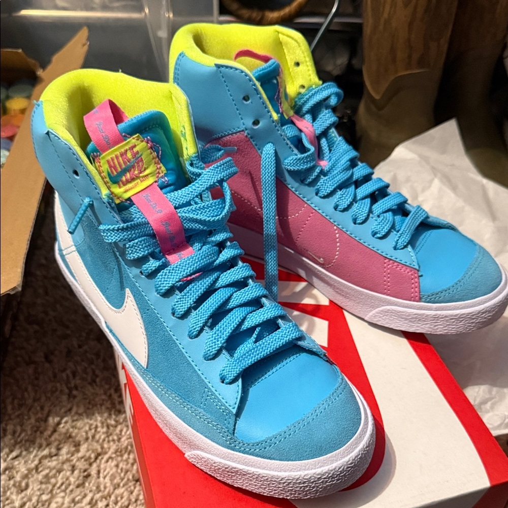 Nike Sneakers - Blue, Pink, and Yellow